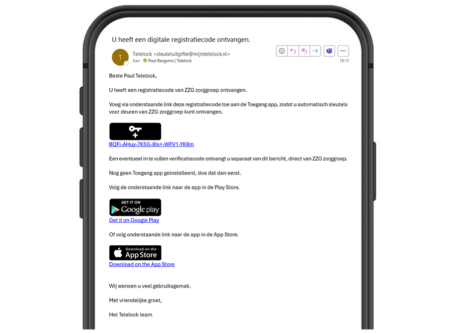Telelock Email Registratiecode MZ 1