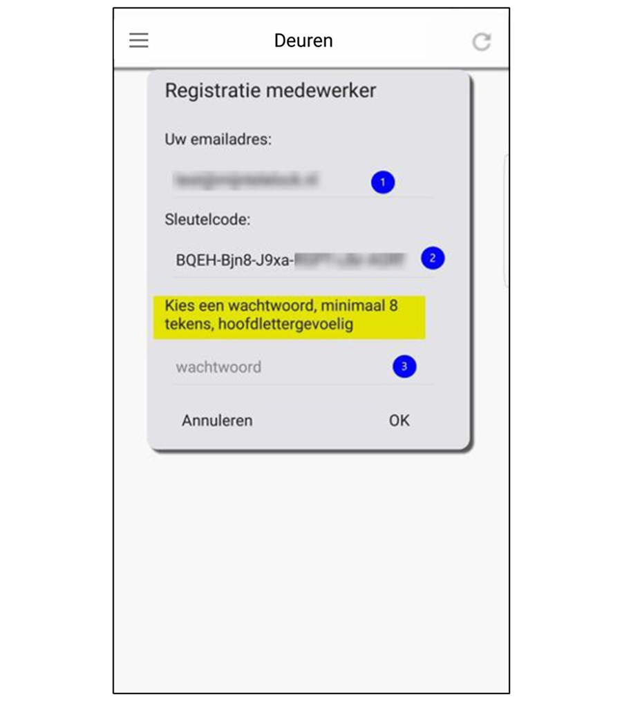 Telelock App Activeren Verzoek Wachtwoord