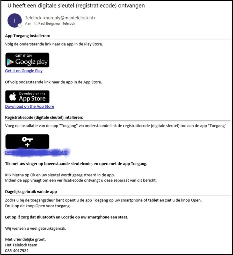 Telelock Email Nieuwe Activatiecode Medewerker Met Rand