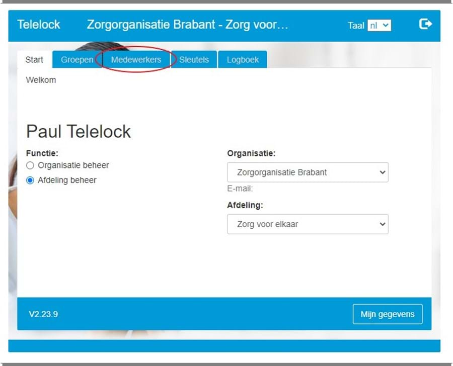 Telelock Tabblad Medewerkers Selecteren