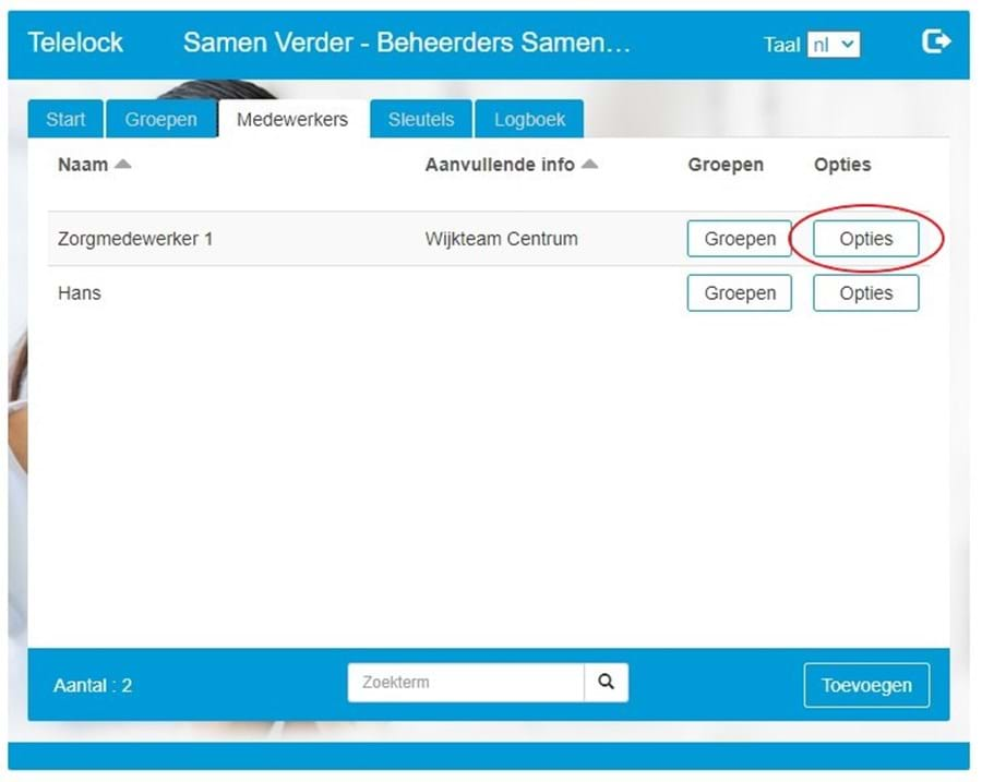 Telelock Sleutel Uitgeven Medewerker 01B